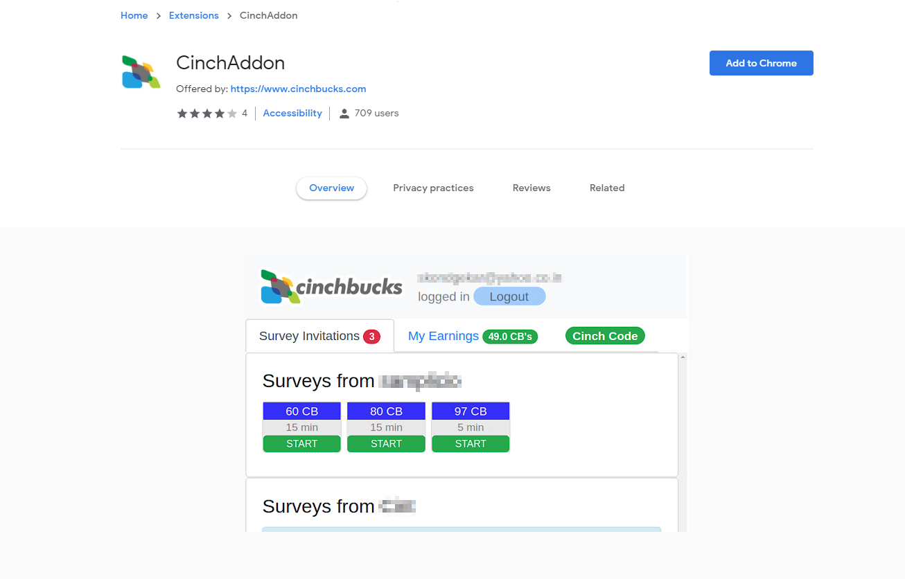 The unique browser extension of Cinchbucks