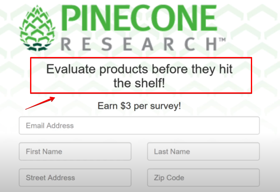The signup form of Pinecone Research