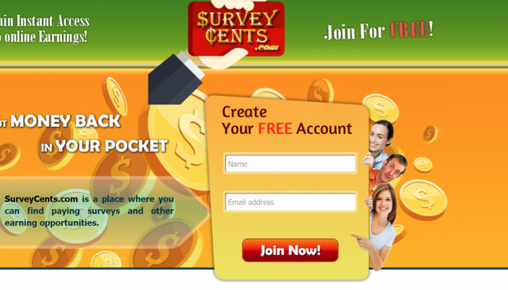 The signup form of Surveycents