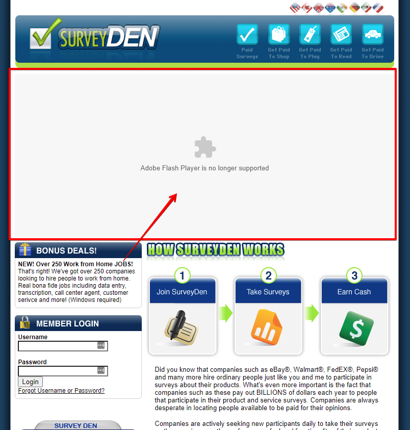 The homepage of Surveyden