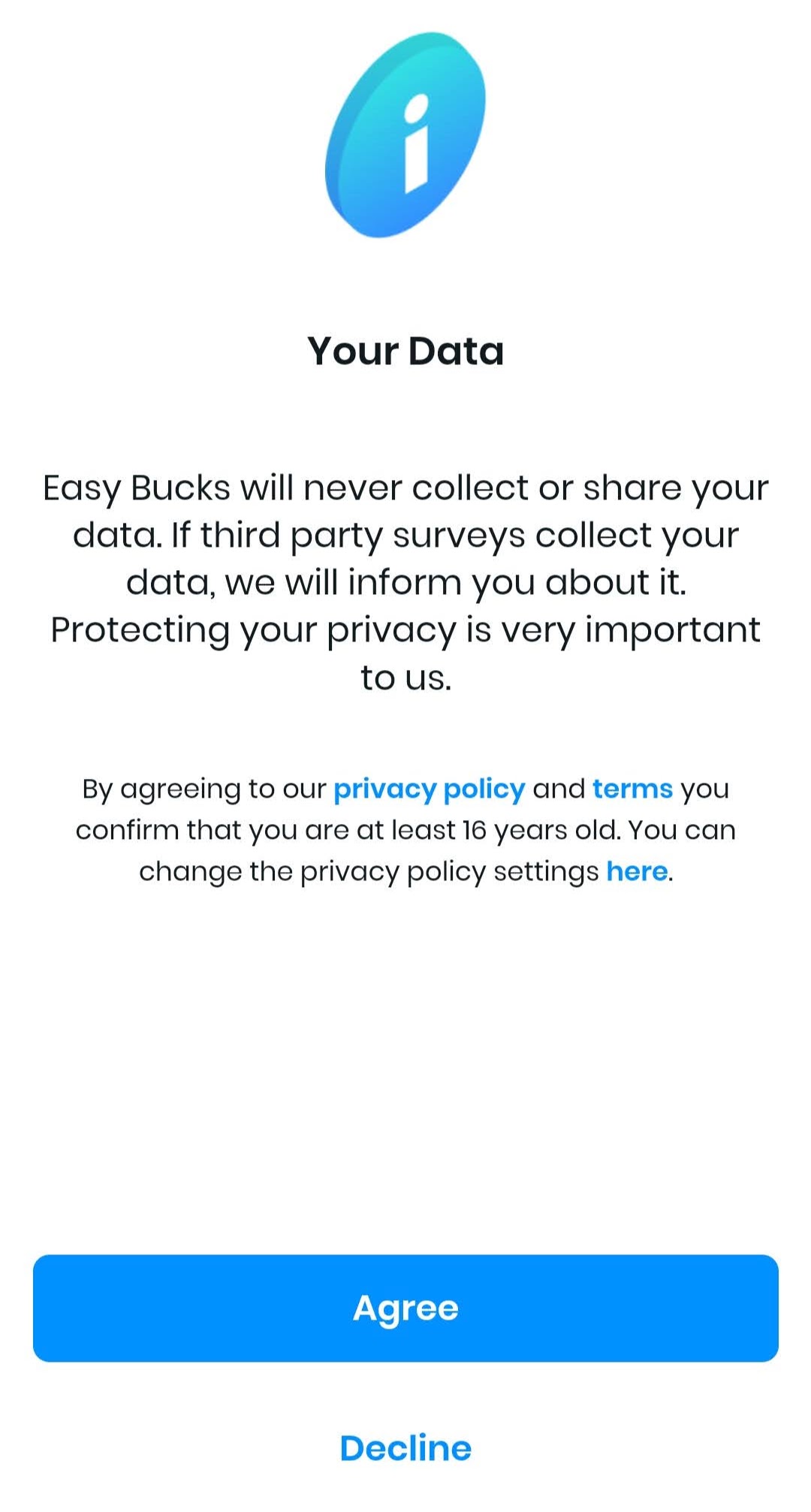 Easy Bucks privacy policy protection