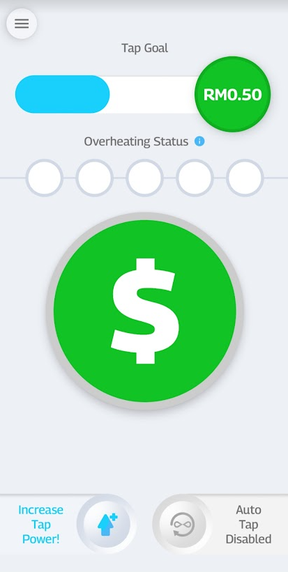 Cash Tap user interface