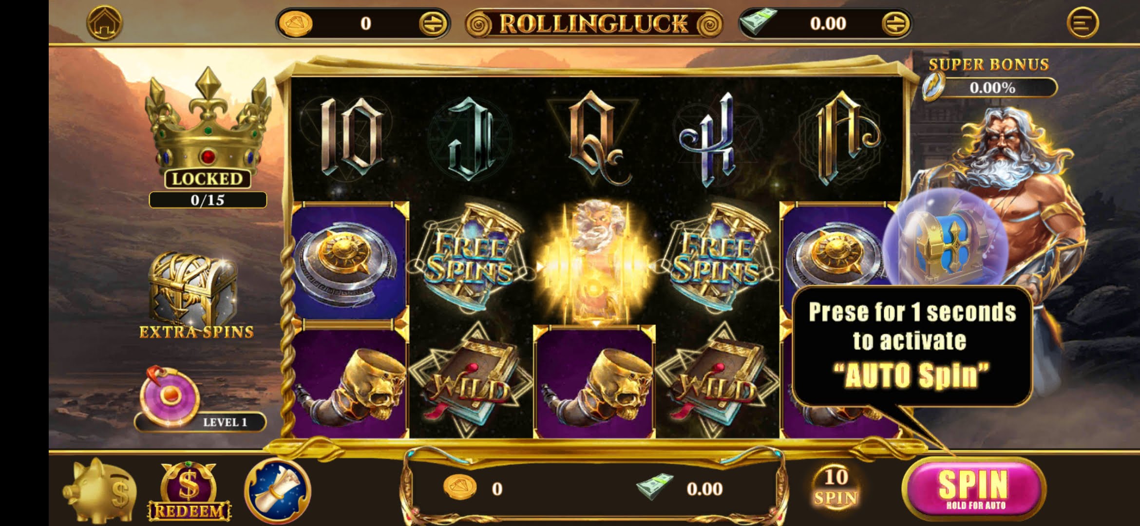 Rolling Luck App game interface