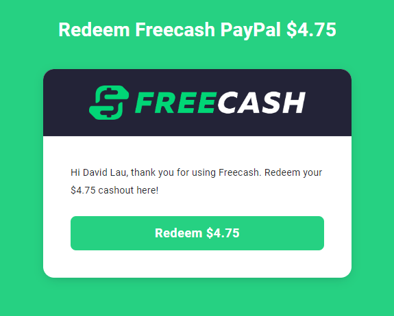 Freecash PayPal withdrawal redemption