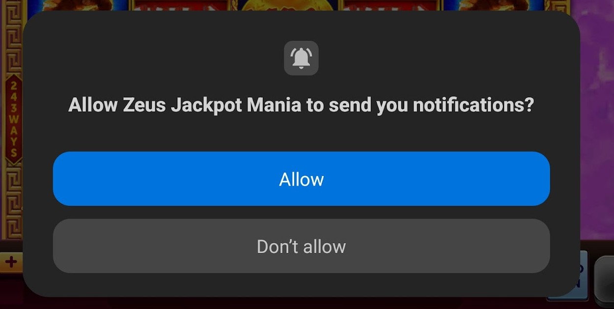 Zeus Jackpot Mania notification 2 Zeus Jackpot Mania notification 2